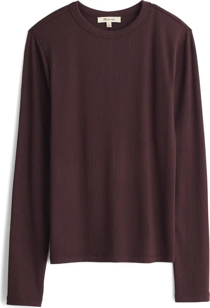 Madewell Drapey Long Sleeve Rib T-Shirt | Nordstrom | Nordstrom