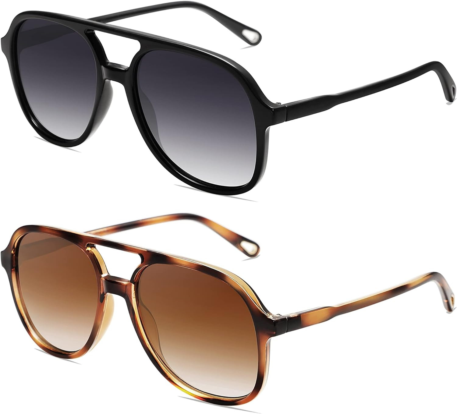 Appassal Retro Polarized Aviator Sunglasses Womens Men Vintage Double Bridge Square Sun Glasses A... | Amazon (US)