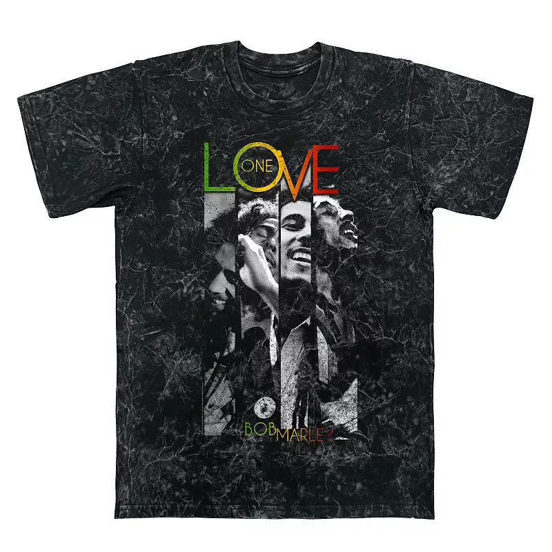 Men's Bob Marley One Love Stripes Graphic Tee, Size: Medium, Black Mineral Wash | Kohl's