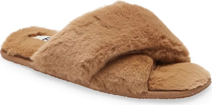 Mae Cross Strap Faux Fur Slipper | Nordstrom Rack