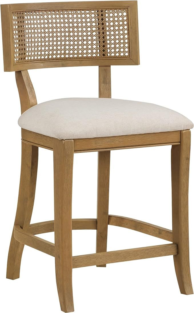 OSP Home Furnishings Alania Wood Counter Height Stool with Cane Back and Padded Seat, Linen Fabri... | Amazon (US)