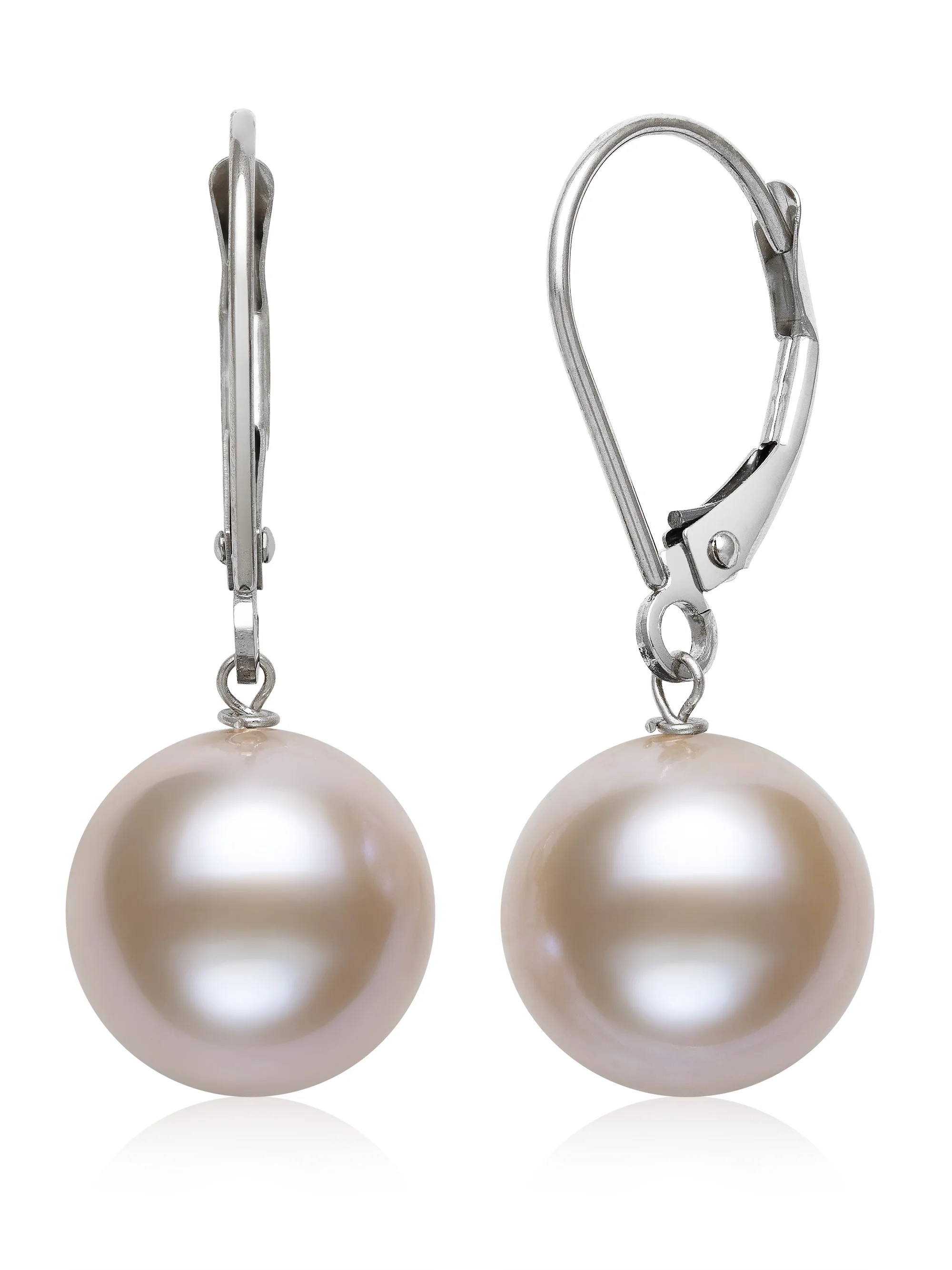Pearlzzz 14k White Gold Cultured Freshwater Pink Pearl Leverback Drop Earrings - Walmart.com | Walmart (US)