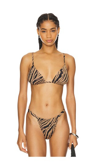 ANINE BING Brielle Bikini Top in Brown. - size L (also in M, S, XS) | Revolve Clothing (Global)