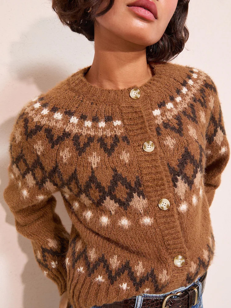 Friends Like These Neutral Fairisle Cardigan | Next US