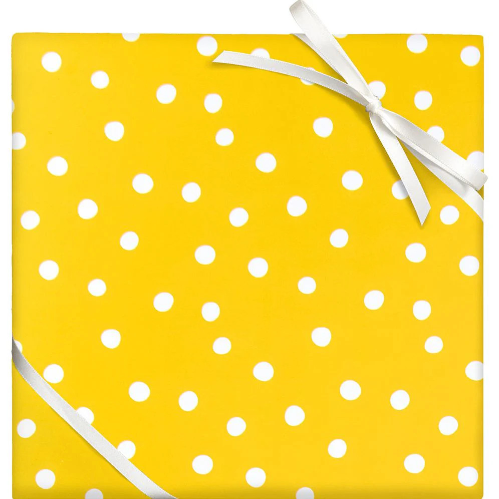 Yellow Polka Dots Flat Wrap | Paper Source