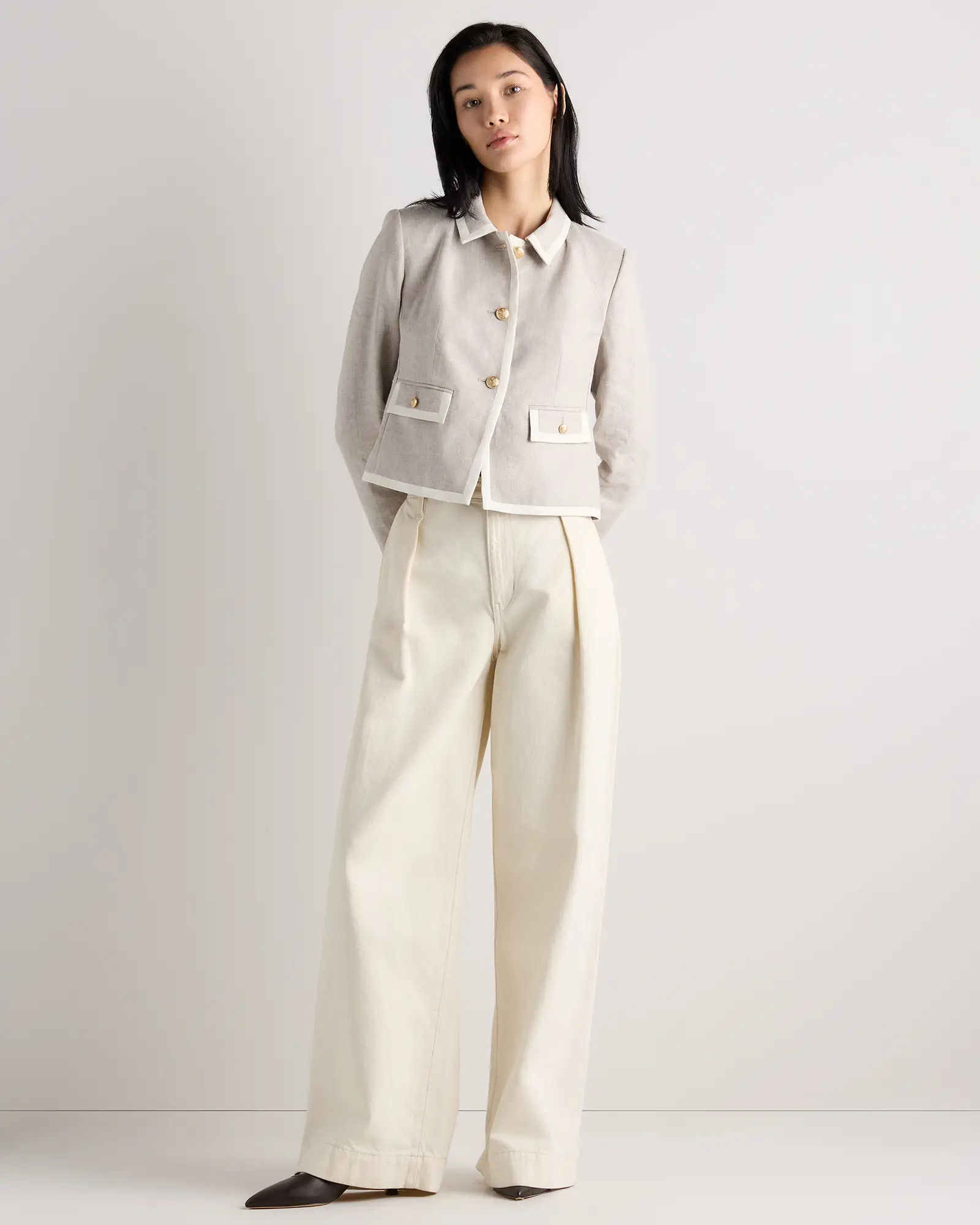 European Stretch Linen Cropped Lady Jacket | Quince