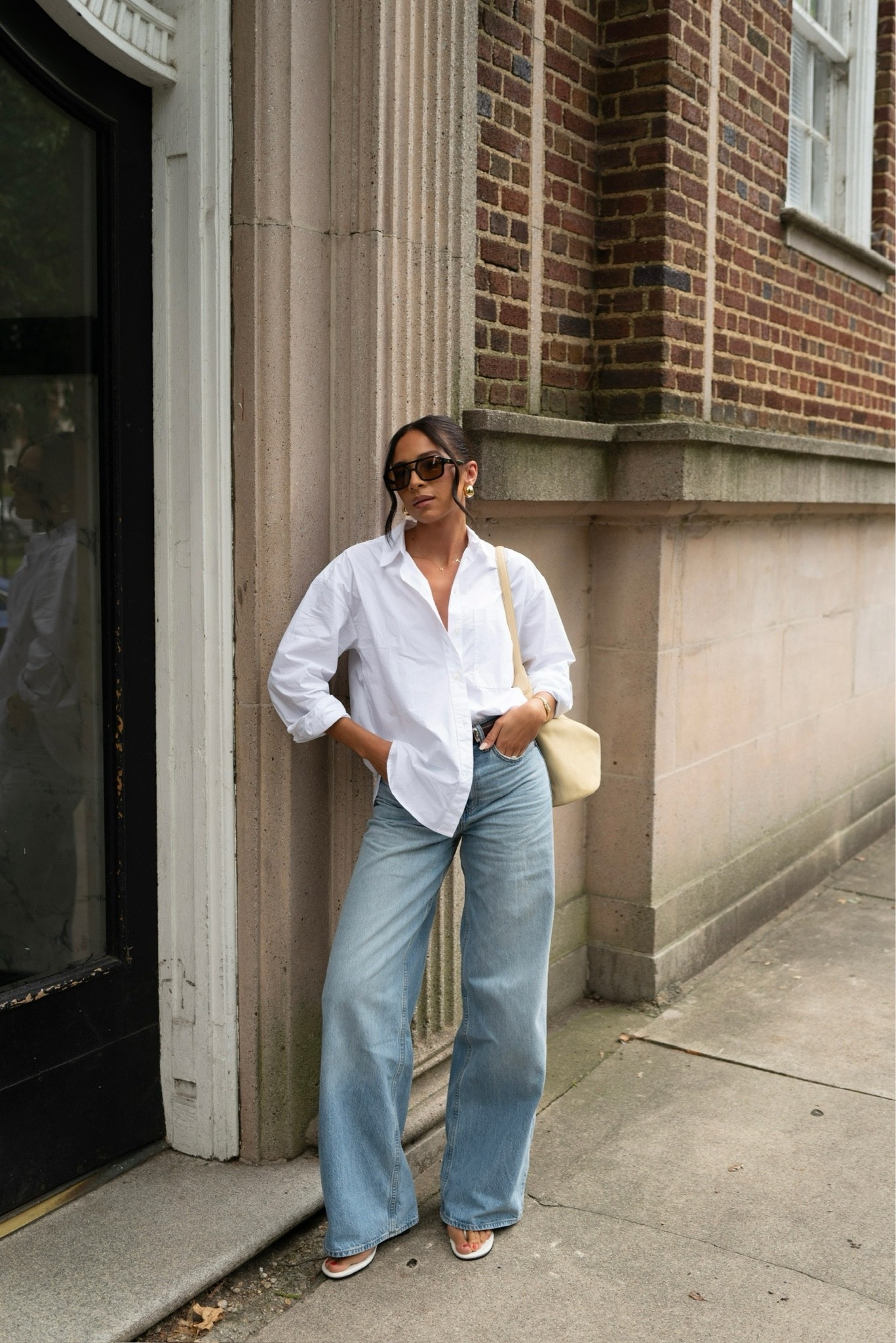 What I wore recently: fall transitional outfit! Up to 30% OFF jeans! Wearing size S white button up shirt and size 27 X long high rise wide leg jeans (medium wash) 

fall outfit, fall fashion, abercrombie jeans, abercrombie denim, sale alert, abercrombie sale

#LTKSaleAlert #LTKSeasonal