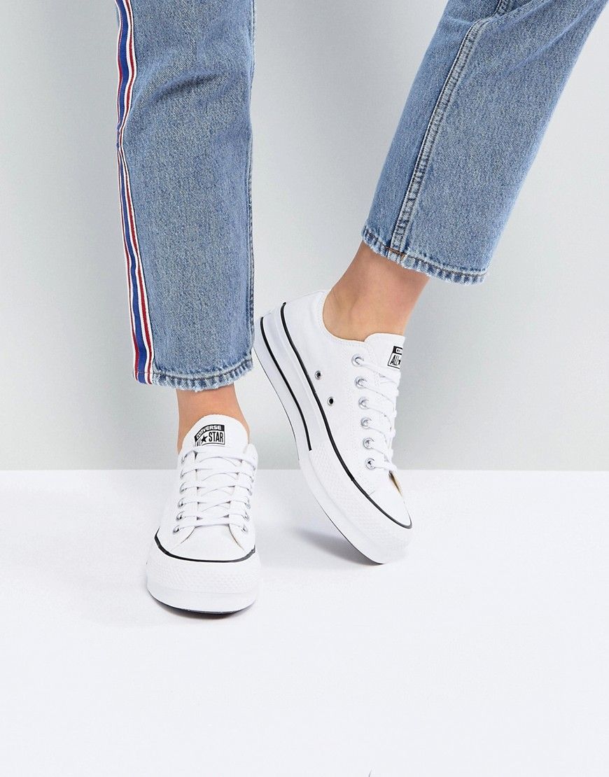 Converse Chuck Taylor All Star Ox canvas platform sneakers in white | ASOS (Global)