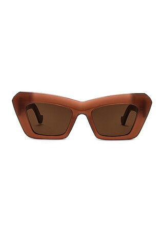 Loewe Structured Cat Eye Sunglasses in Shiny Dark Brown & Brown | FWRD | FWRD 
