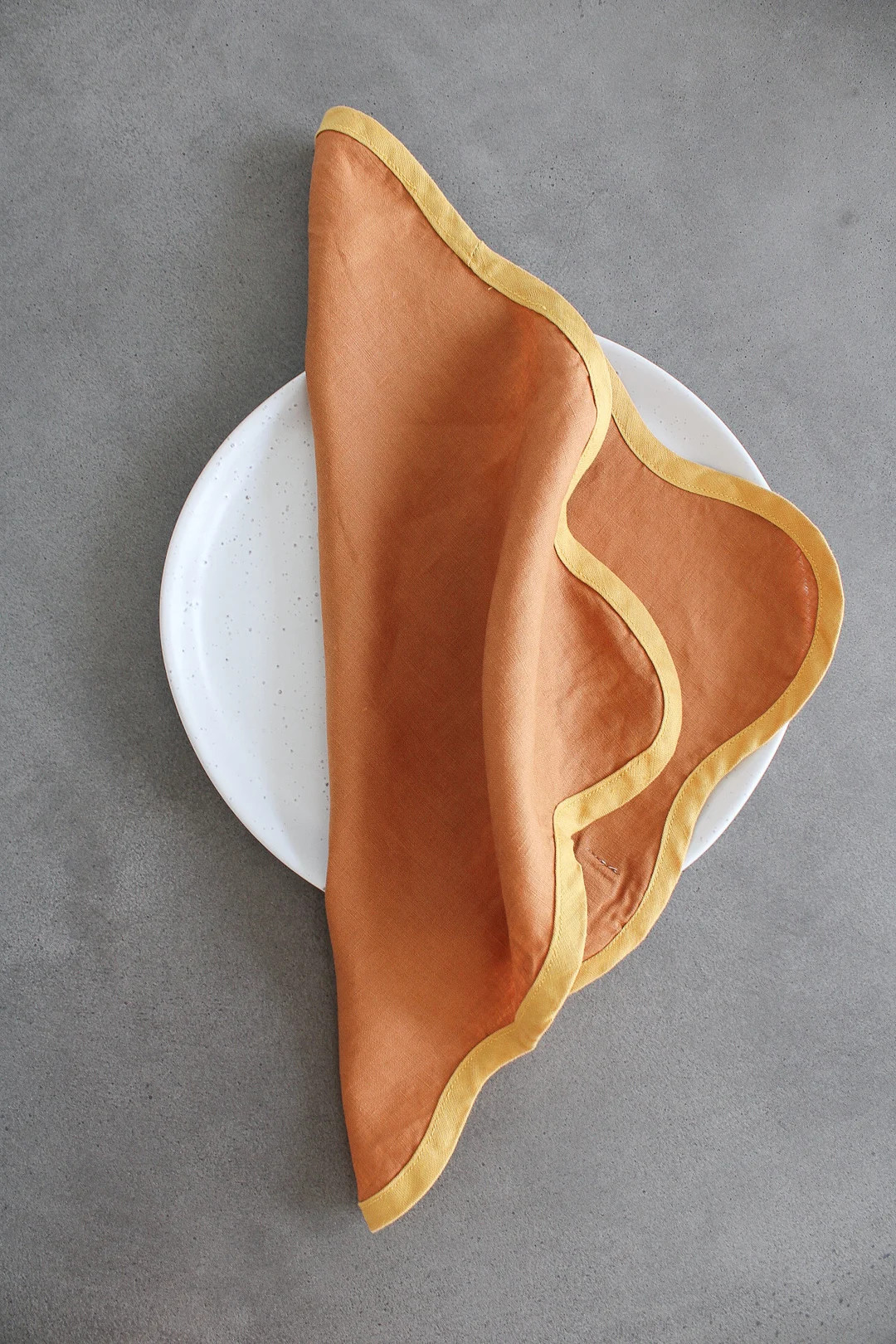 Scalloped Napkins in Rust and Turmeric set of Four - Etsy | Etsy (US)