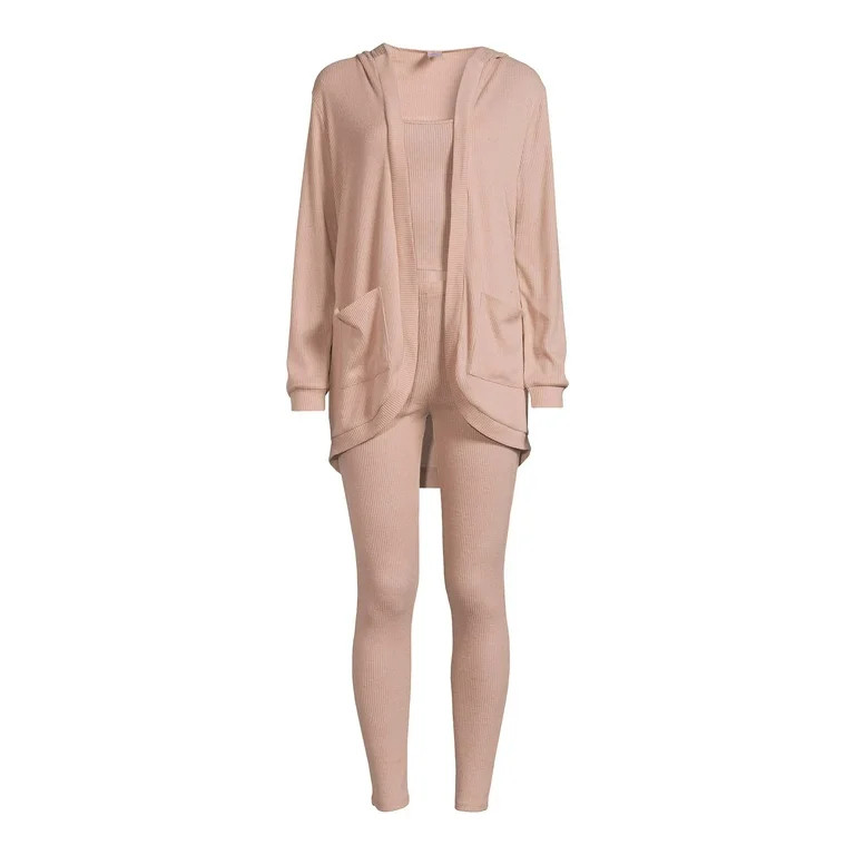 No Boundaries Juniors Cocoon Cardigan, Cami, and Leggings Outfit, 3-Piece Set, Sixes XS-3XL - Wal... | Walmart (US)