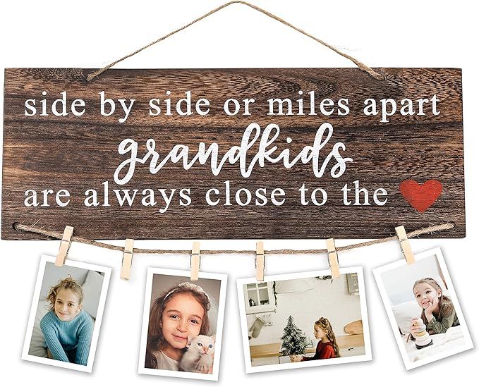 OWOYDOJ Gifts for Grandma & Grandpa from Grandchildren, Side by Side or Miles Apart Grandkids Pho... | Amazon (US)