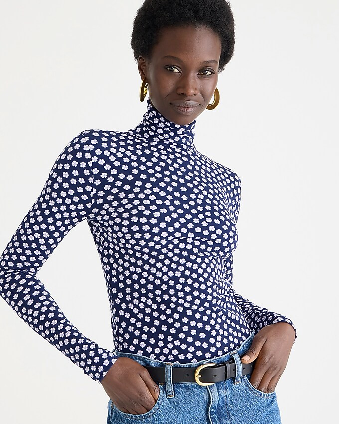 Matte jersey turtleneck in floral print | J. Crew US