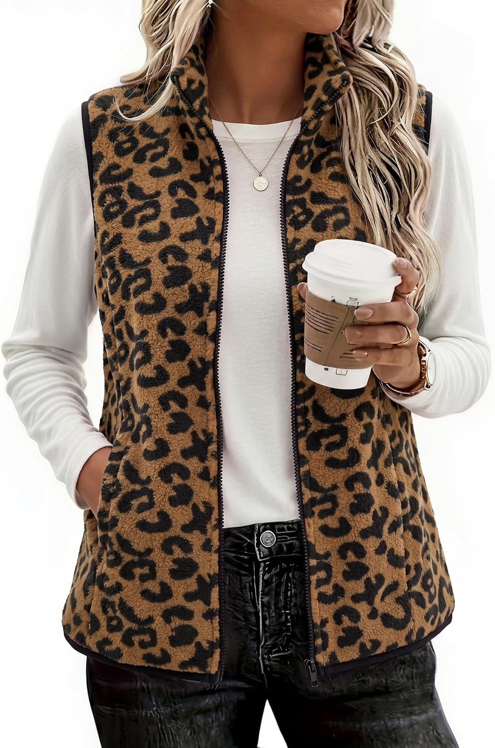 Zeagoo Womens Outerwear Vests With Pockets Zipper Sleeveless Fleece Jackets | Amazon (US)