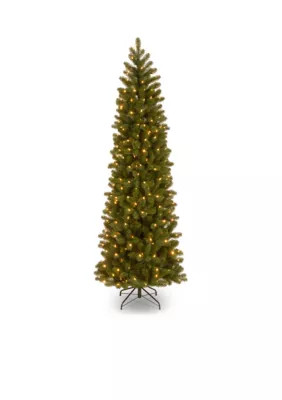 National Tree Company 6.5 Foot Feel Real Downswept Douglas Fir Pencil Slim Tree With Clear Lights - | Belk