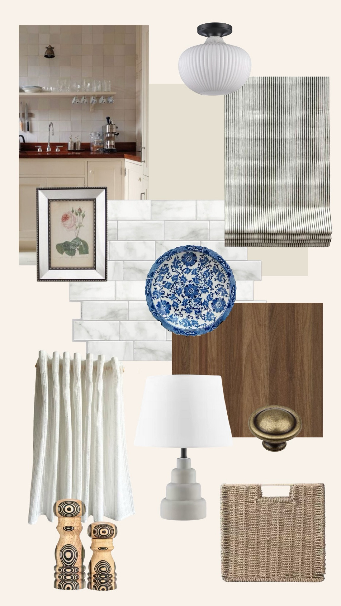 Nuetral Kitchen moodboard

Wicker baskets, modern table lamp, peel and stick marble tile, striped curtains, frame, brass hardware, blue and white plate
Salt and peoper shakers

#LTKStyleTip #LTKHome