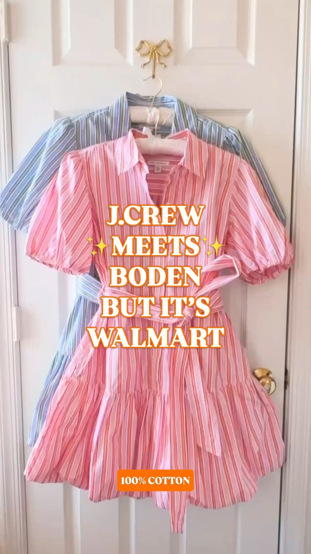 J.Crew meets Boden | Walmart dress | Free Assembly dress | cotton shirtdress | preppy summer dress

J.Crew structure, Boden color, Walmart price.

Free Assembly just dropped the 100% cotton striped mini shirtdress that looks like it belongs in a J.Crew summer edit and a Boden new arrivals email at the same time.

The spread collar, front button placket, crisp vertical stripes, self-tie sash belt, and cotton shirtdress shape give it that polished J.Crew feel. The puff sleeves, elastic cuffs, playful bubble hem, bright stripe colorways, and side pockets bring the Boden charm.

It is 100% cotton, machine washable, and only at Walmart.

This is the dress you buy for the days when you need the outfit handled in one piece: summer brunch, teacher outfits, casual work outfits, church, vacation mornings, beach town shopping, lunch dates, school events, patio dinners, girls trips, Fourth of July weekend, lake weekends, and everyday summer plans.

The pink and orange stripe reads cheerful Boden. The blue and green stripe reads crisp coastal J.Crew. Both give you that expensive looking preppy summer dress energy without paying triple digit prices.

Style it with gold sandals, white sneakers, raffia slides, pearl earrings, a woven tote, wedges, or a cardigan over your shoulders.

Walmart dress, Walmart fashion finds, Walmart style, Free Assembly dress, Free Assembly summer dress, striped mini dress, cotton shirtdress, 100 cotton dress, puff sleeve dress, bubble hem dress, belted dress, dress with pockets, J.Crew inspired dress, Boden inspired dress, Boden look for less, J.Crew look for less, preppy summer dress, summer dress women, teacher outfit, work outfit, vacation dress, Fourth of July outfit, designer look for less

#LTKFindsUnder50 #LTKFindsUnder100 #PreppyStyle #LookForLess #JCrew #Boden #WalmartStyle #WalmartFinds #ShirtDress #GoingViral

#LTKWorkwear #LTKPetite #LTKootd