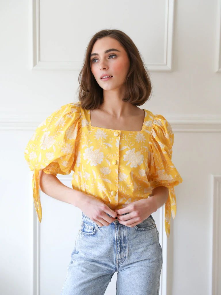Shop Mille - Evelyn Top in Yellow Zinnia | Mille