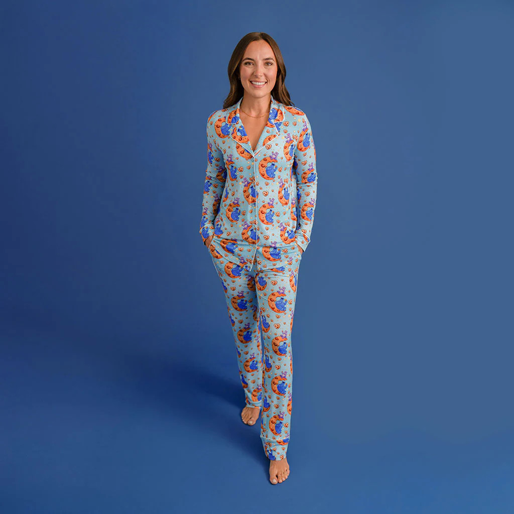 Cloudco Blue Luxe Womens Pajamas | Care Bears™ Share Bear & Cookie Monster | Posh Peanut