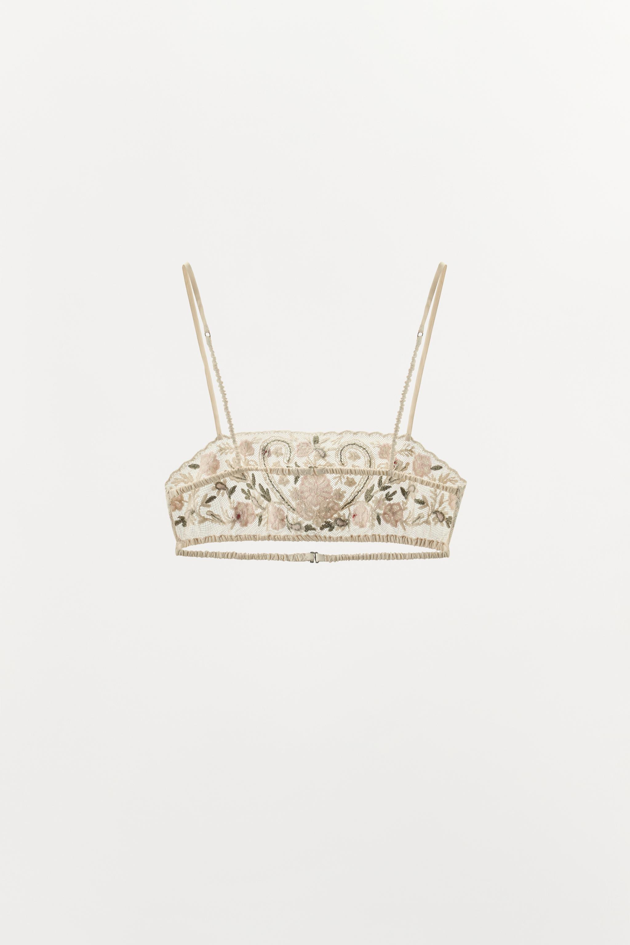 EMBROIDERED TULLE BRA WITH BEADS | Zara UK