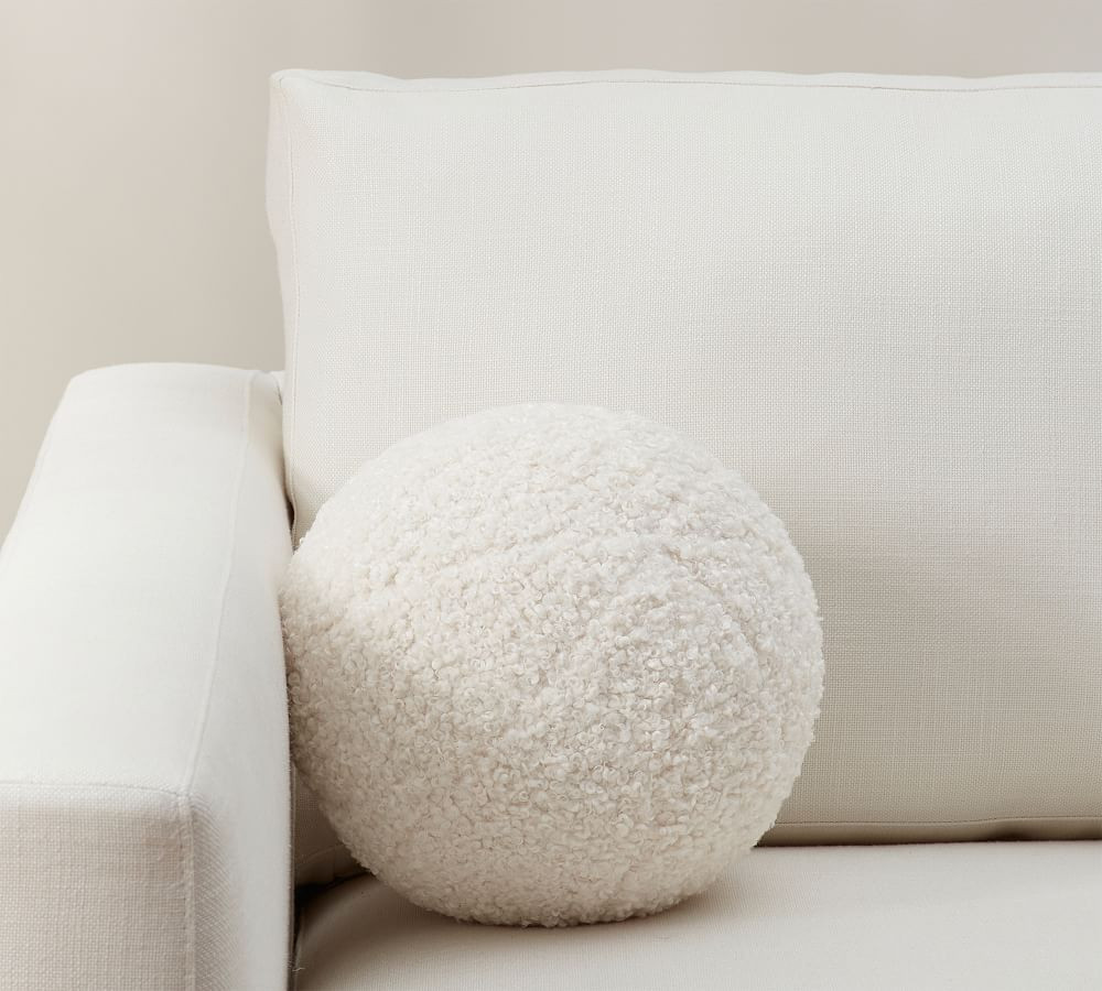 Cozy Teddy Sphere Pillow, 10"", Ivory | Pottery Barn (US)