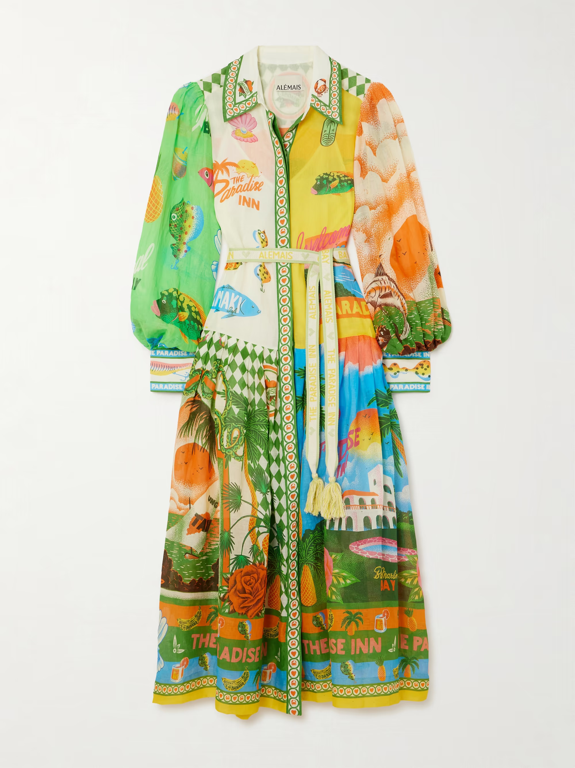 + Alan Berry Rhys Paradiso belted printed ramie maxi shirt dress | NET-A-PORTER (UK & EU)