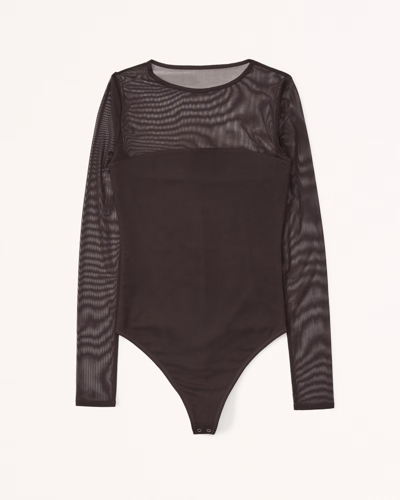Women's Long-Sleeve Mesh Crew Bodysuit | Women's Tops | Abercrombie.com | Abercrombie & Fitch (US)