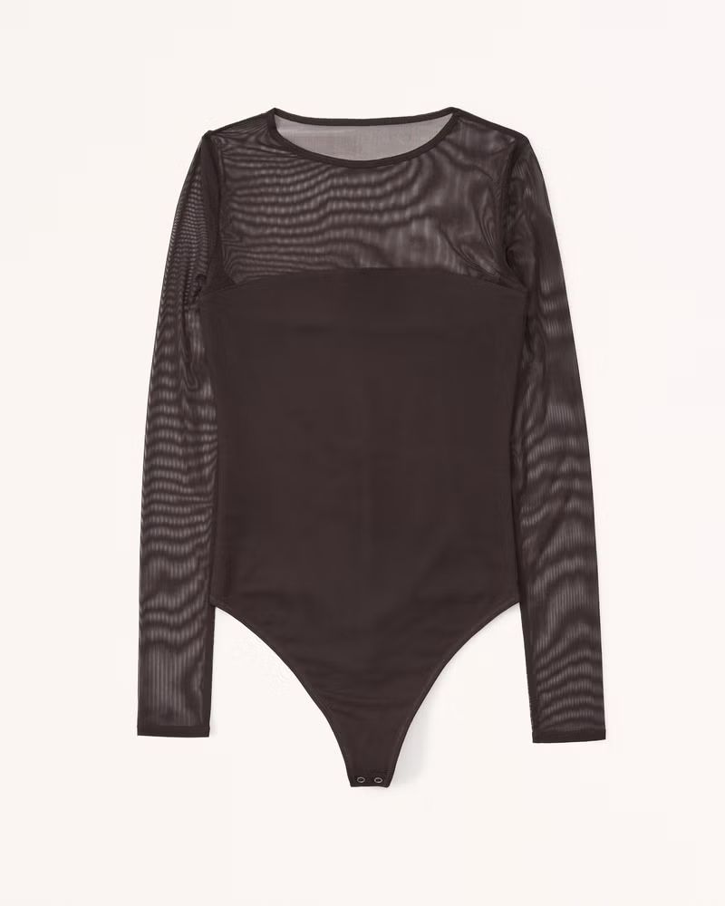 Long-Sleeve Mesh Crew Bodysuit | Abercrombie & Fitch (US)