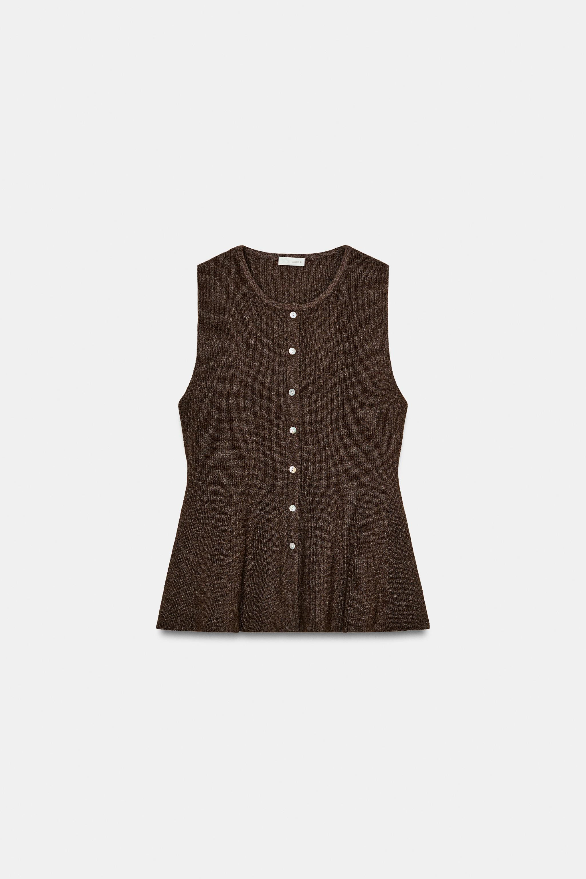 RIB PEPLUM BUTTON TOP | Zara AU