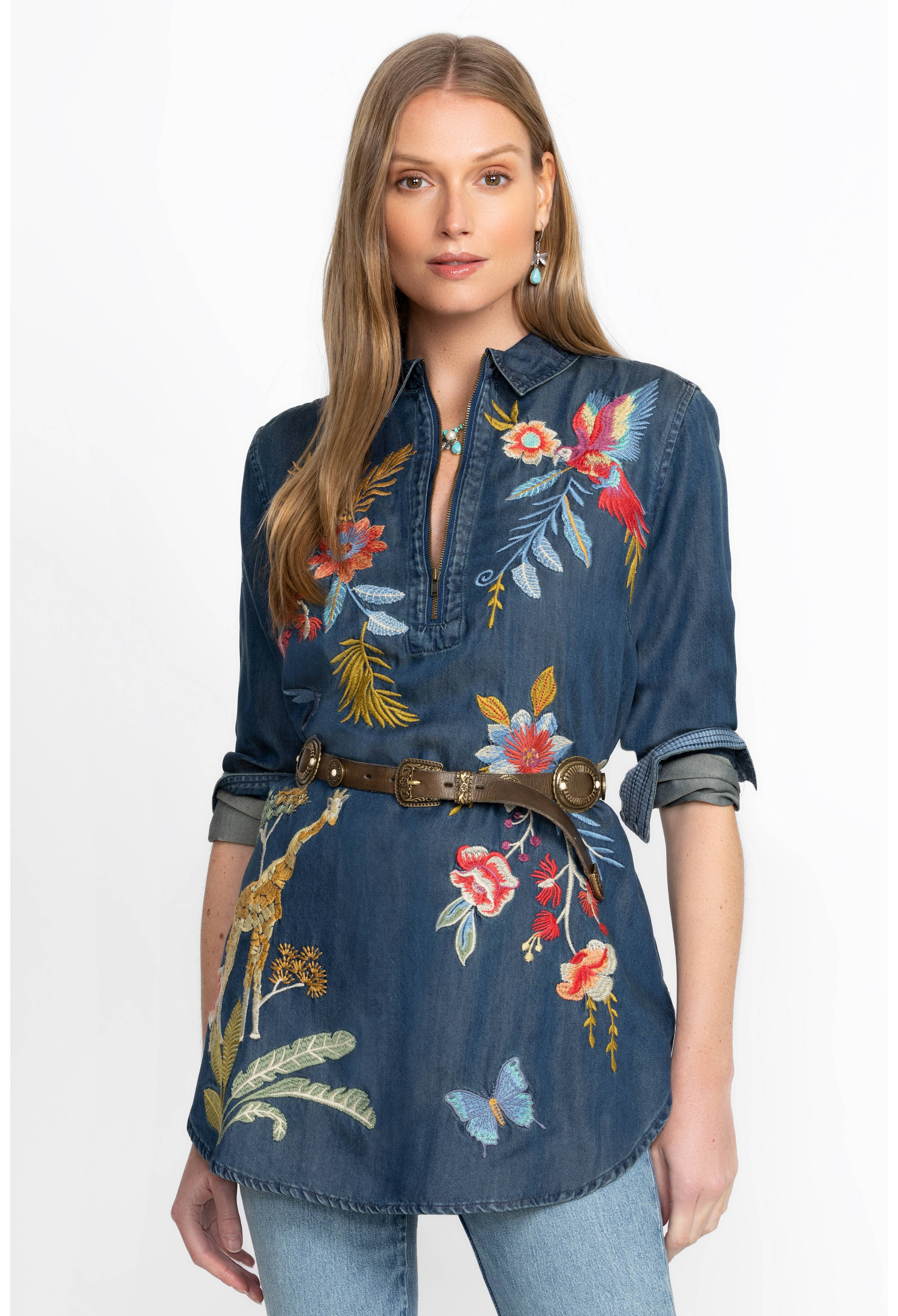 JANE ZIPUP SHIRT TUNIC | Johnny Was | Johnny Was