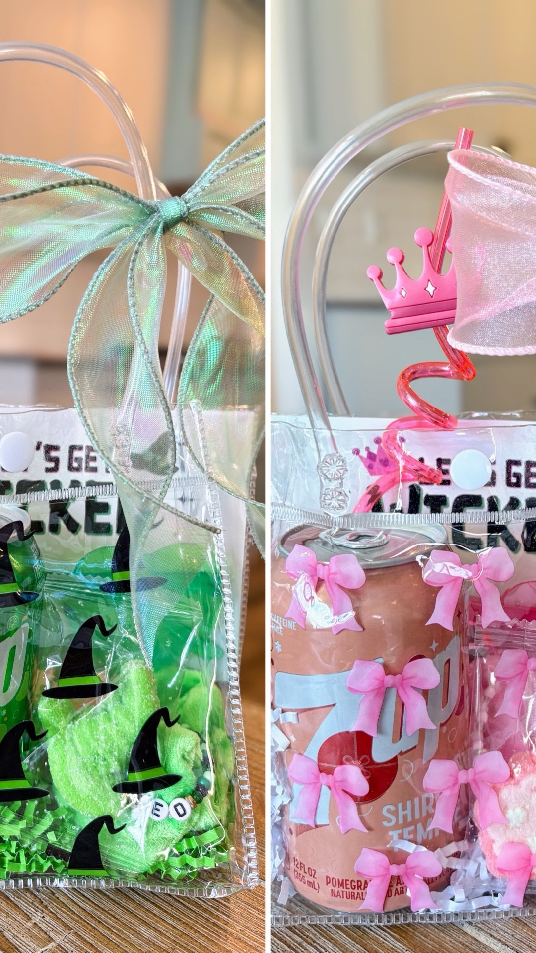 I’m Off to See the Wizard! 🍬💚🩷🍬⁣⁣⠀
⁣⁣⠀
These little party bags come in a set of 12 and the ribbon comes with them! I⠀was hesitant about the ribbon quality and how much there would be.⠀ But let me say - this ribbon made the most perfect bows that were so easy to tie! Plus, there’s a lot left over!⁣⁣⠀
⁣⁣⠀
I added 7*Up and 7*Up Shirley Temple, party glasses, scrunchies, bracelets, Wicked marshmallows, and twirly straws!⠀⁣⁣⠀
⁣⁣⠀
Have you seen the movie yet?⠀Who do you relate with most - Elphaba or Glinda? Drop a 💚 or 🩷 in the comments! And let me know what you thought of the movie for those who’ve seen it! ⁣⁣⠀
⁣⁣⠀
#wicked #wickedforgood #forgood #wickedmovie #pink #green #

#LTKFindsUnder50 #LTKGiftGuide #LTKKids