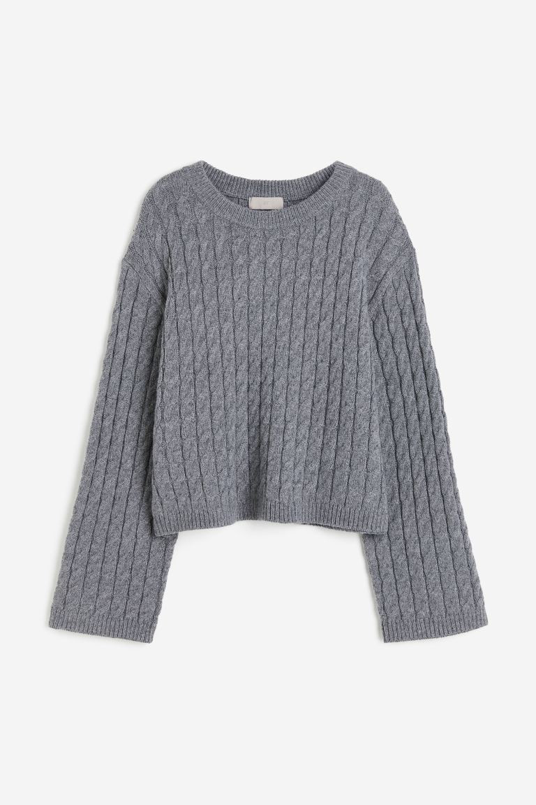 Cable-knit Sweater - Gray melange - Ladies | H&M US | H&M (US + CA)