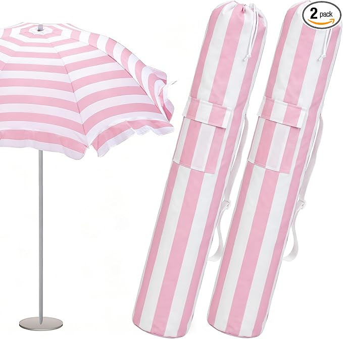 2 Pcs Beach Umbrella Storage Bag Foldable Waterproof Beach Bag for Umbrellas with Wide Padded Sho... | Amazon (US)