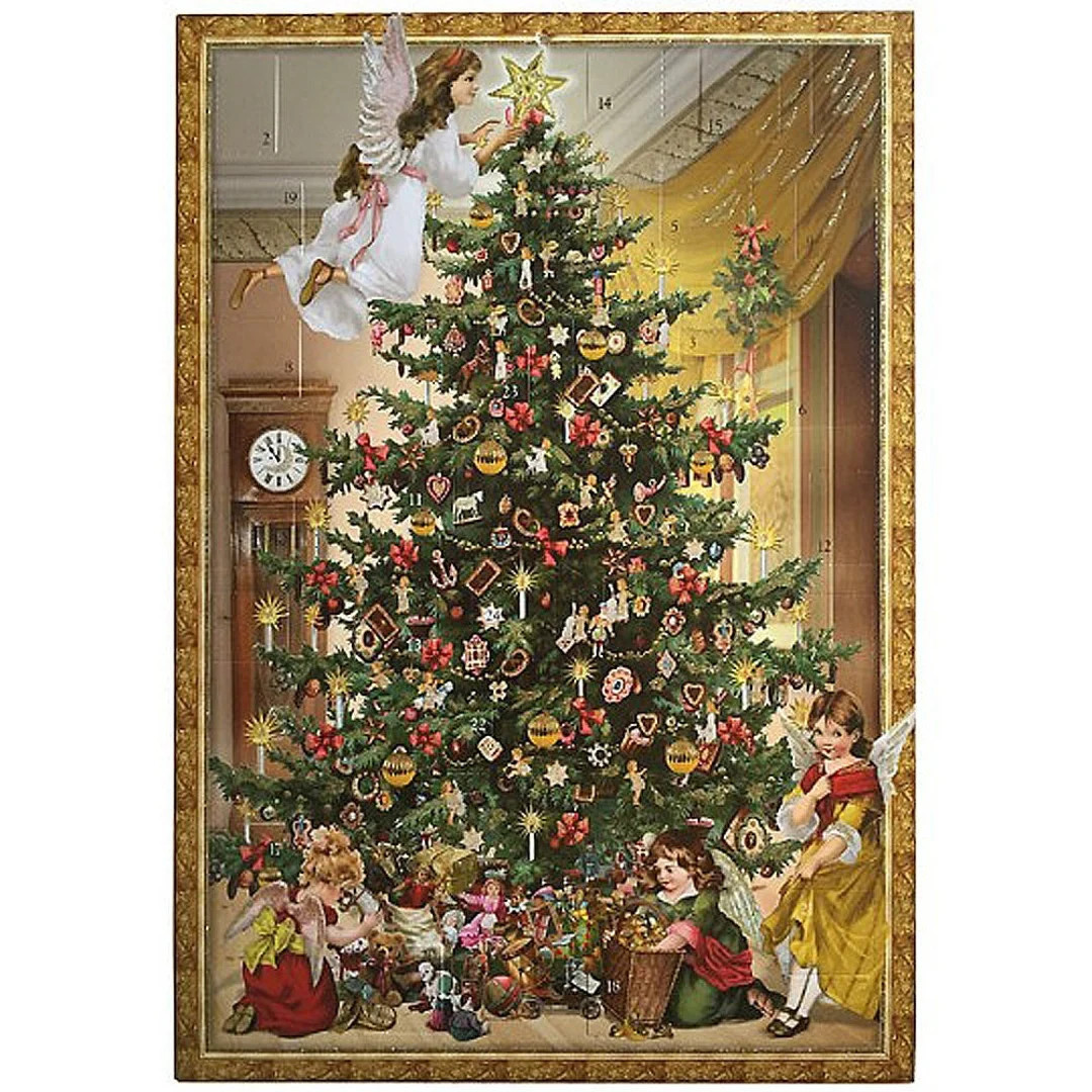 Large Advent Calendar Germany Glittered Christmas Tree Angels - Etsy | Etsy (US)