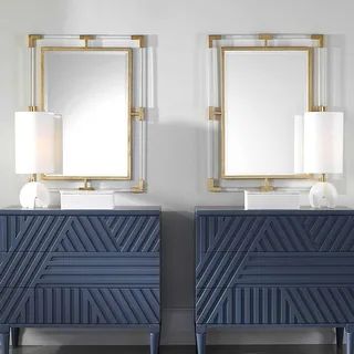 Uttermost Balkan Urban Modern Bathroom Mirror with Acrylic and Gold - Gold Leaf | Bed Bath & Beyond