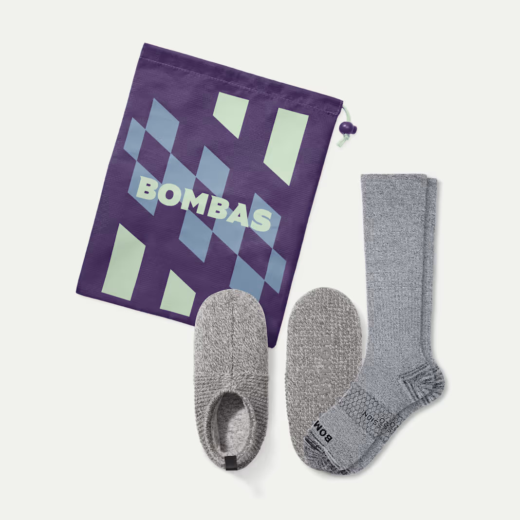 Women's Travel Compression Sock and Gripper Slipper 2-Pack | Bombas