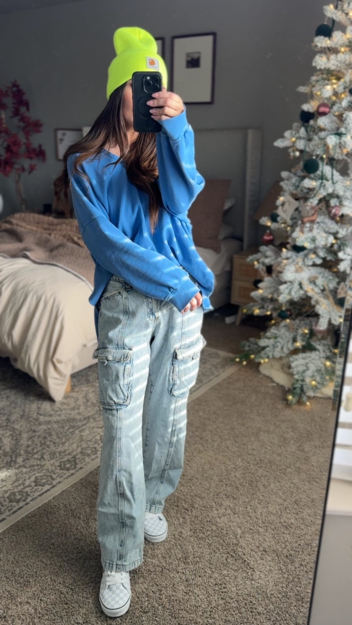 Sweater is OLD- (from old navy) but linked closest I could find. Bright green Carhartt beanie, blue old navy hoodie, cargo pants, vans

#LTKootd #LTKSaleAlert #LTKgrwm