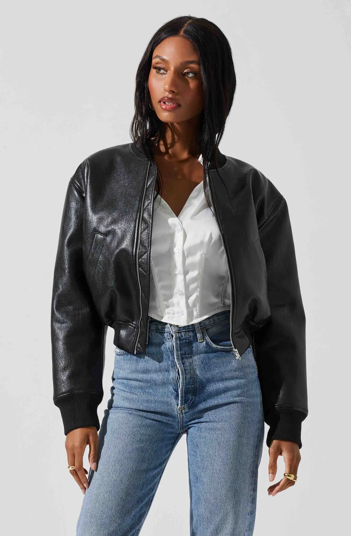 Avianna Faux Leather Bomber Jacket | ASTR The Label (US)