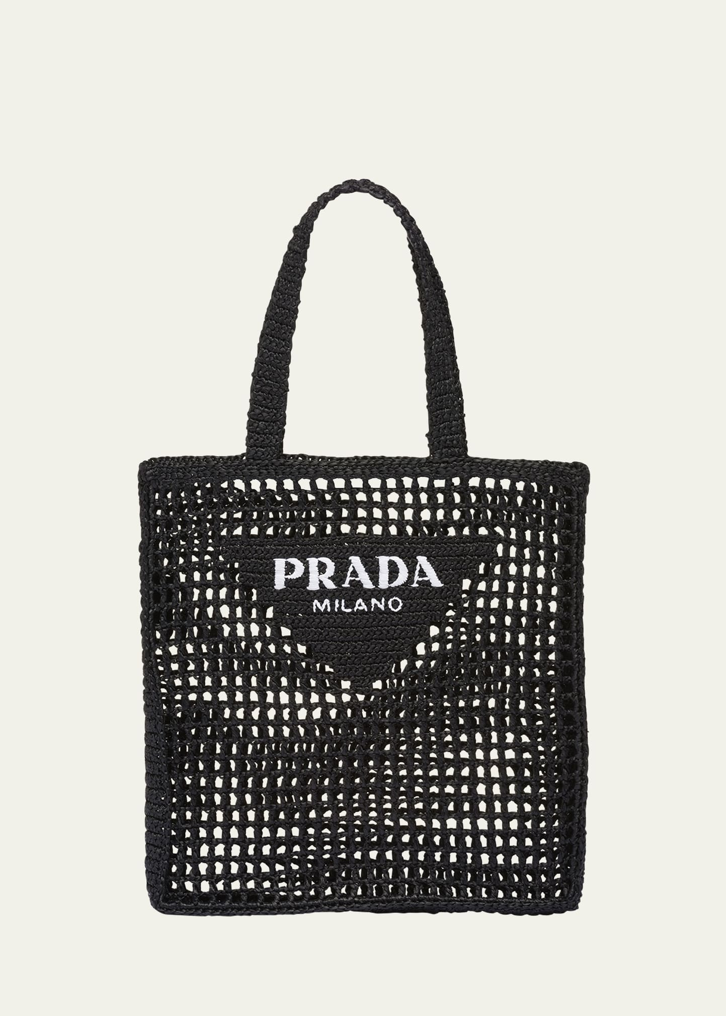 Prada Men's Triangle Logo Raffia Tote Bag | Bergdorf Goodman