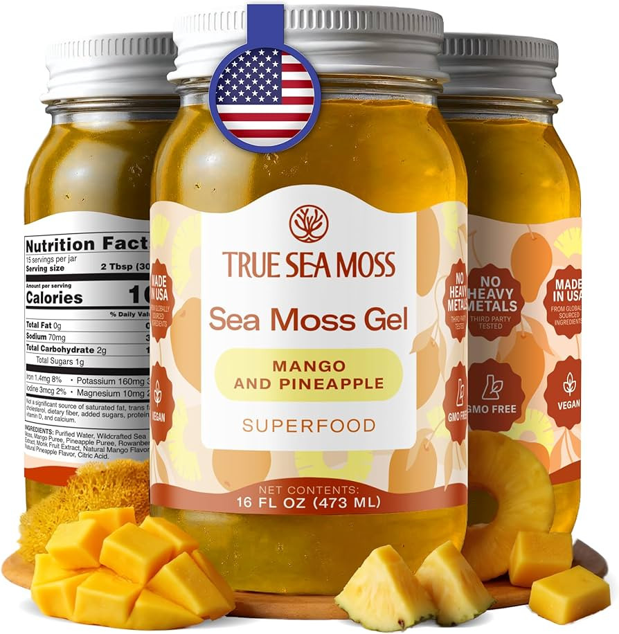 TrueSeaMoss Sea Moss Gel – Made in USA – Wildcrafted Seamoss, Fruits & Jarred Vegetables – ... | Amazon (US)