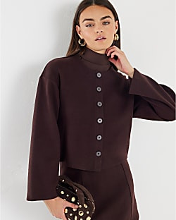 Brown Cosy Long Sleeve Button Up Cardigan | River Island UK & IE