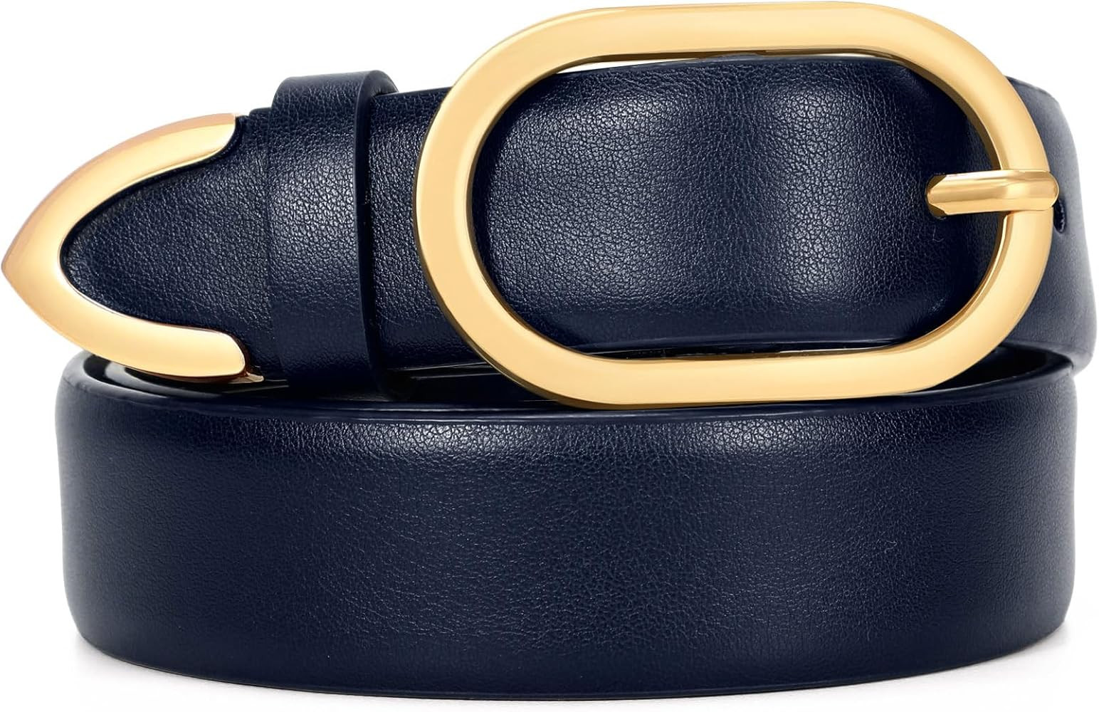 Women Belt for Jeans Pants Ladies Leather Belt Fashion Waist Belt Dress with Gold Buckle | Amazon (US)
