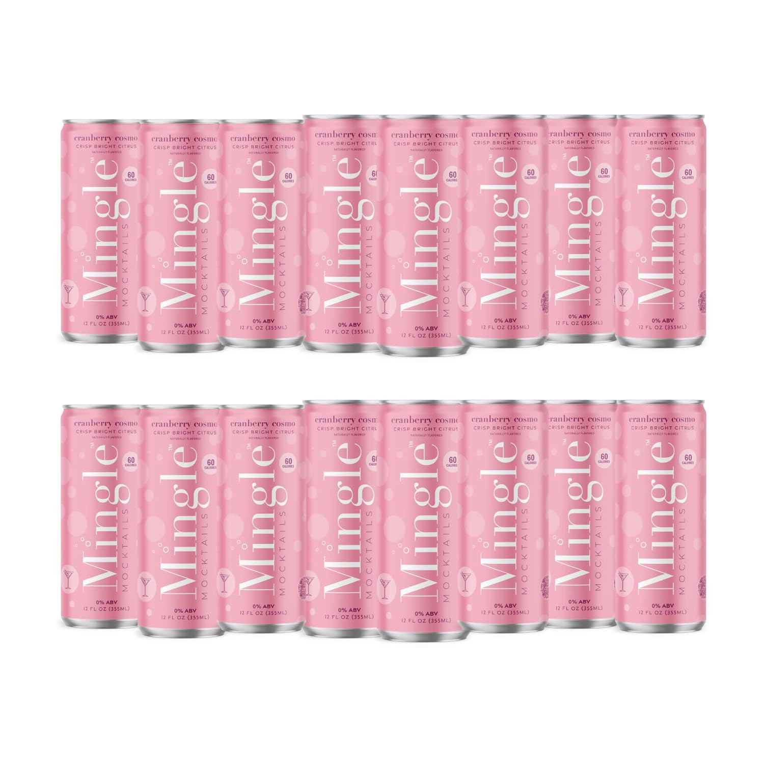 Mingle Mocktails Non Alcoholic Cocktails, 12 Fl Oz Cans (Cranberry Cosmo, Pack of 16) | Amazon (US)