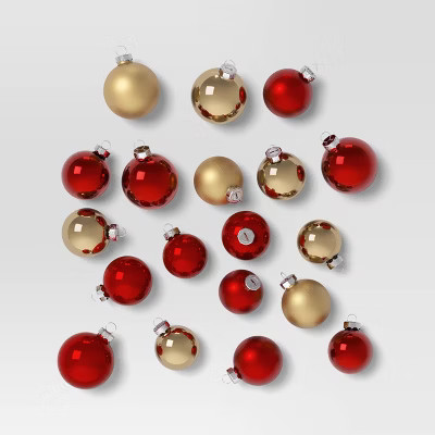 42ct Round Glass Christmas Tree Ornament Set Red/Gold - Wondershop™ | Target