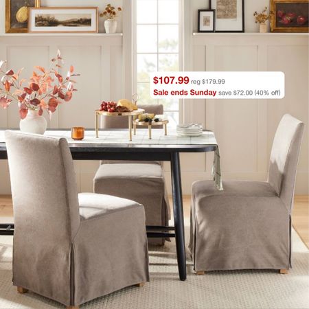 These beautiful dining chairs are 40% off, and only $107! So pretty with a dark or light wood dining table. Place them on the end and pair with wood chairs.

#LTKfindsunder100 #LTKsalealert #LTKhome