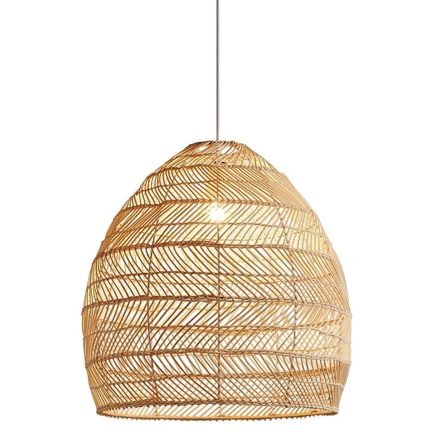 Rattan Weaving Pendant Light Fixtures,Basket Pendant Lighting,Boho Light Fixture Hand-Woven Chine... | Amazon (US)