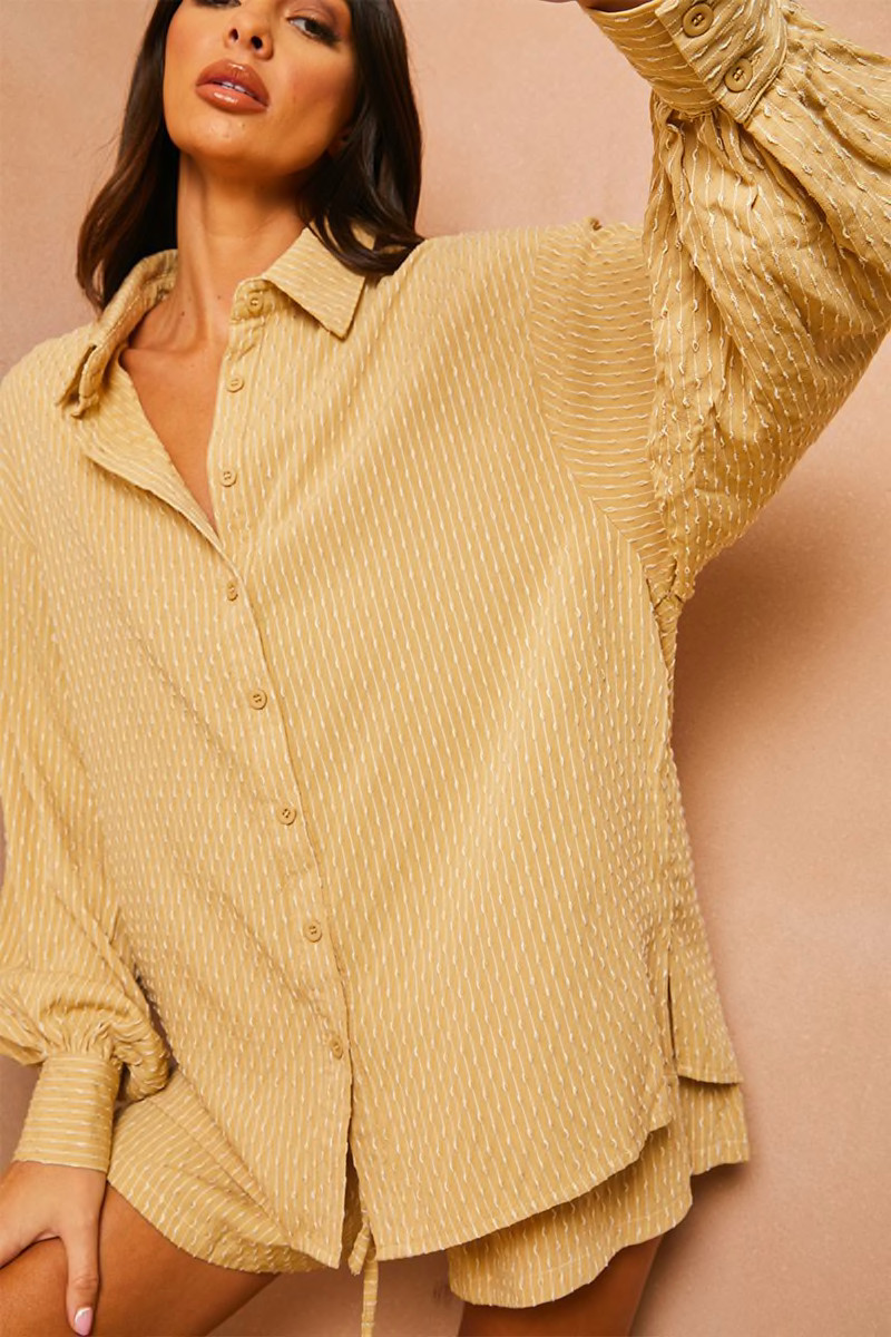 LORNA LUXE STONE 'HIDE & SEEK CO-ORD' DOBBY OVERSIZED SHIRT | In The Style (UK)