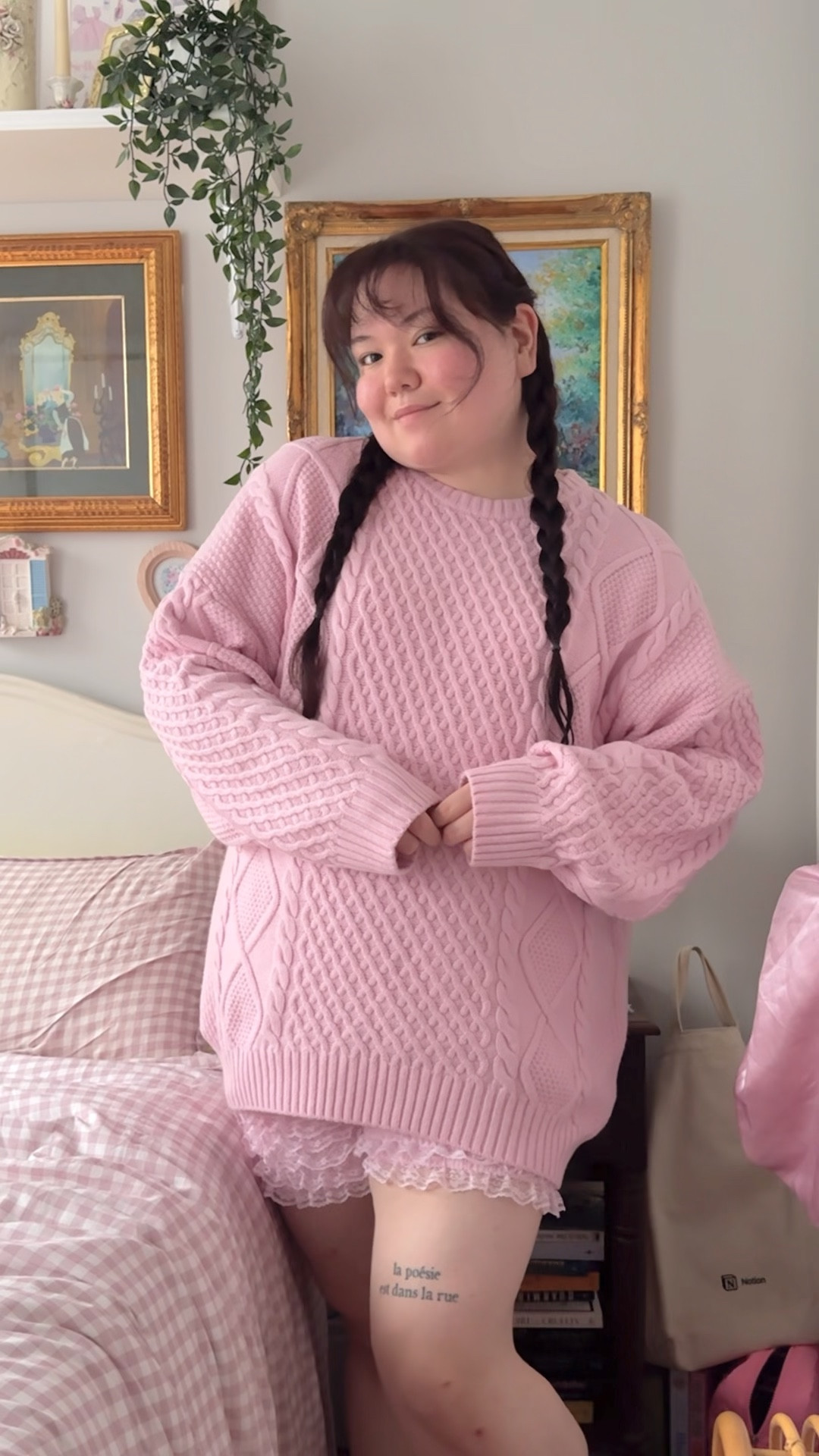 the dream pink rory gilmore sweater - cozy cable knit oversized sweater try on

#LTKMidsize #LTKSeasonal