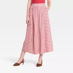 Women's Maxi A-Line Skirt - Universal Thread\u2122 Red Striped M | Target