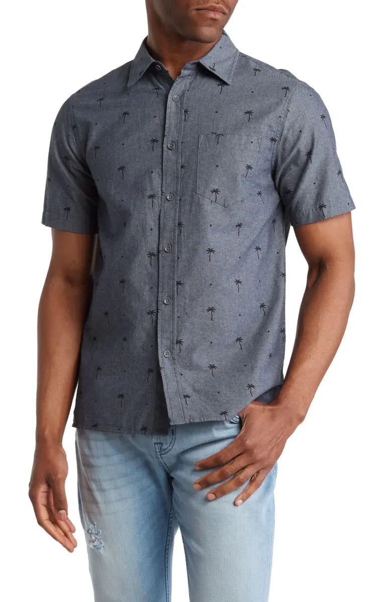 Palm Print Linen & Cotton Button-Up Shirt | Nordstrom Rack